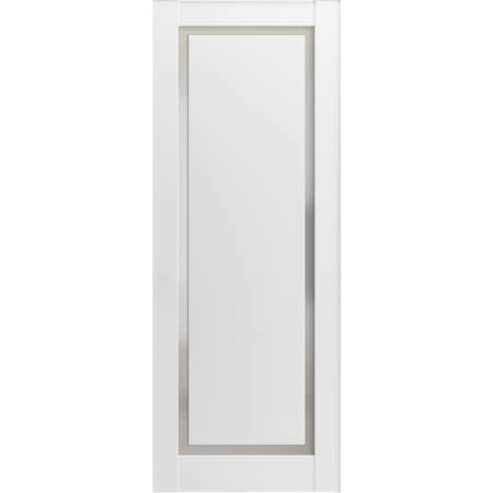 Sartodoors Slab Barn Door Panel 42 x 96in, Planum 0888 Painted White W/ Frosted Glass, Pocket Closet Sliding PLANUM0888S-BEM-4296